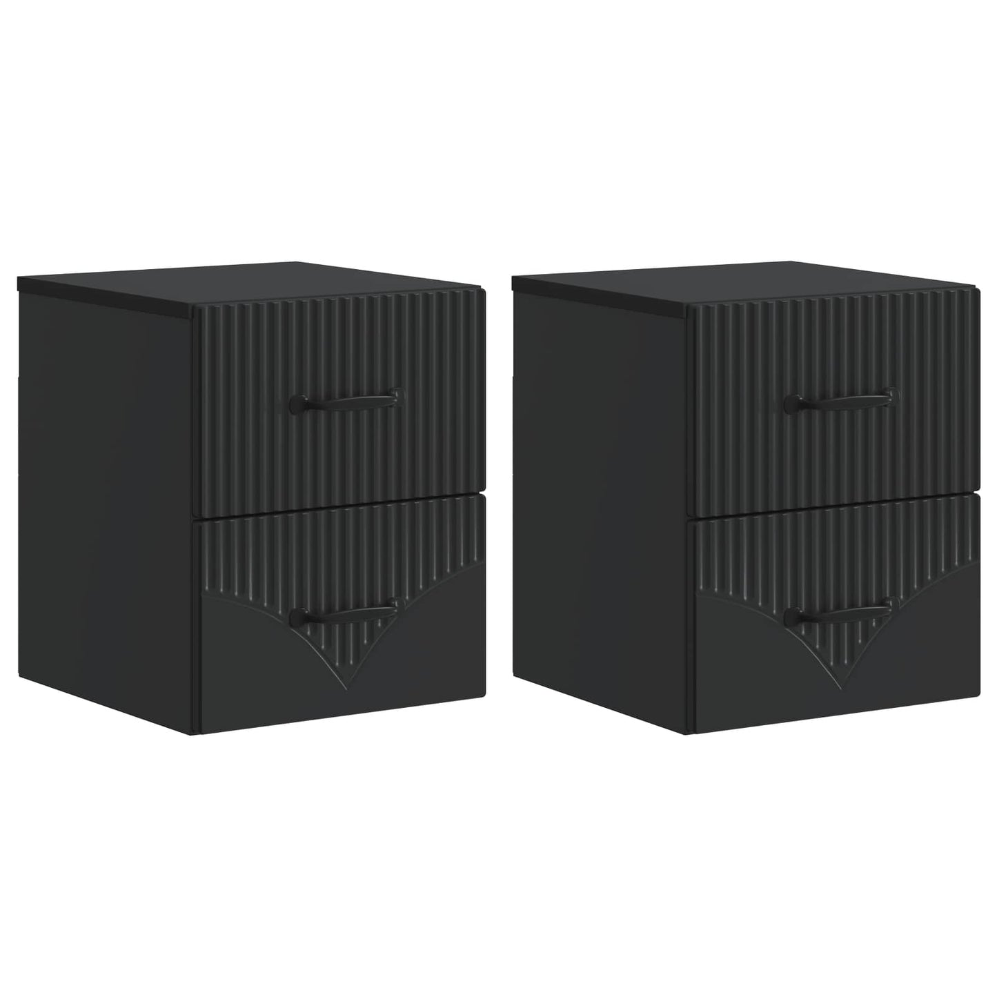 Vegghengt Nattbord 2 pcs Svart 34,5 x 33 x 40 cm Konstruert tre