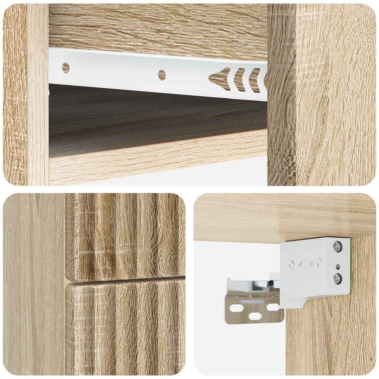 Vegghengt Nattbord med skuff 2 pcs Sonoma eik 34,5 x 33 x 40 cm