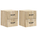 Vegghengt Nattbord med skuff 2 pcs Sonoma eik 34,5 x 33 x 40 cm