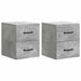 Vegghengt Nattbord med skuff 2 pcs Betonggrå 34,5 x 33 x 40 cm