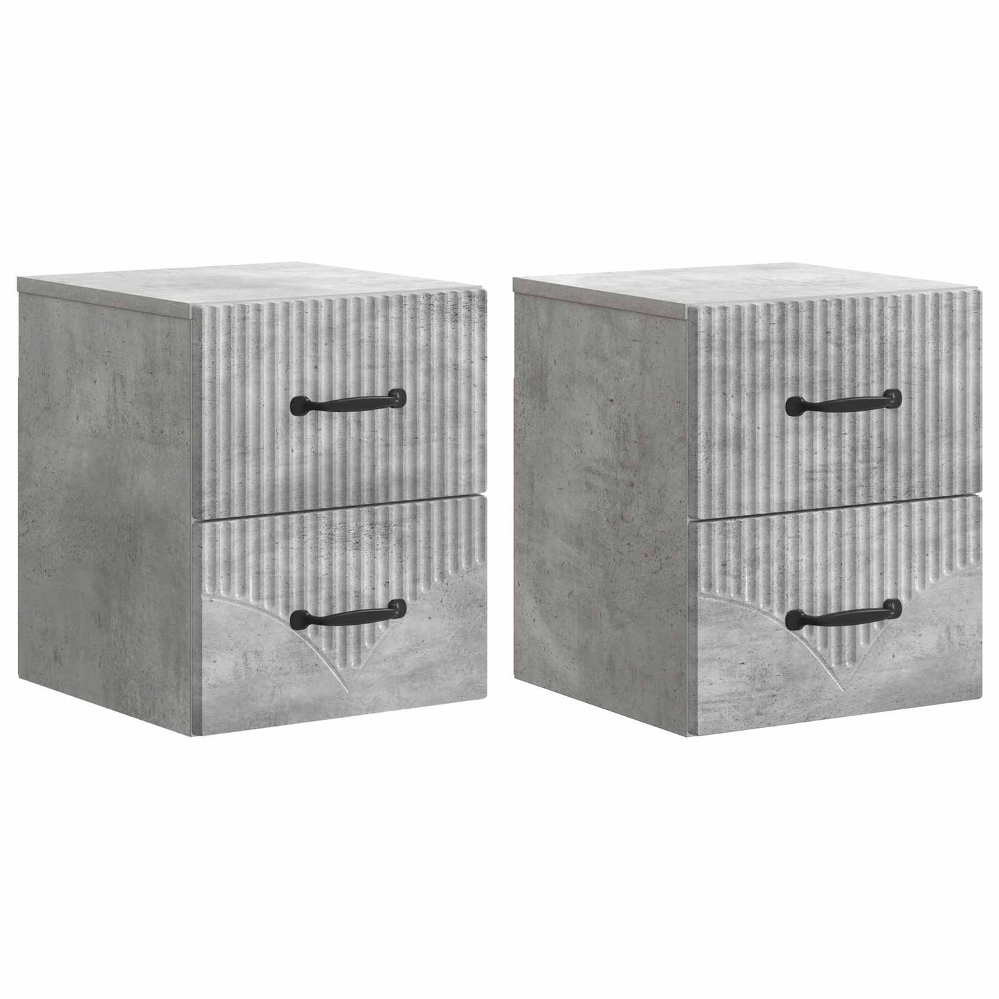 Vegghengt Nattbord med skuff 2 pcs Betonggrå 34,5 x 33 x 40 cm