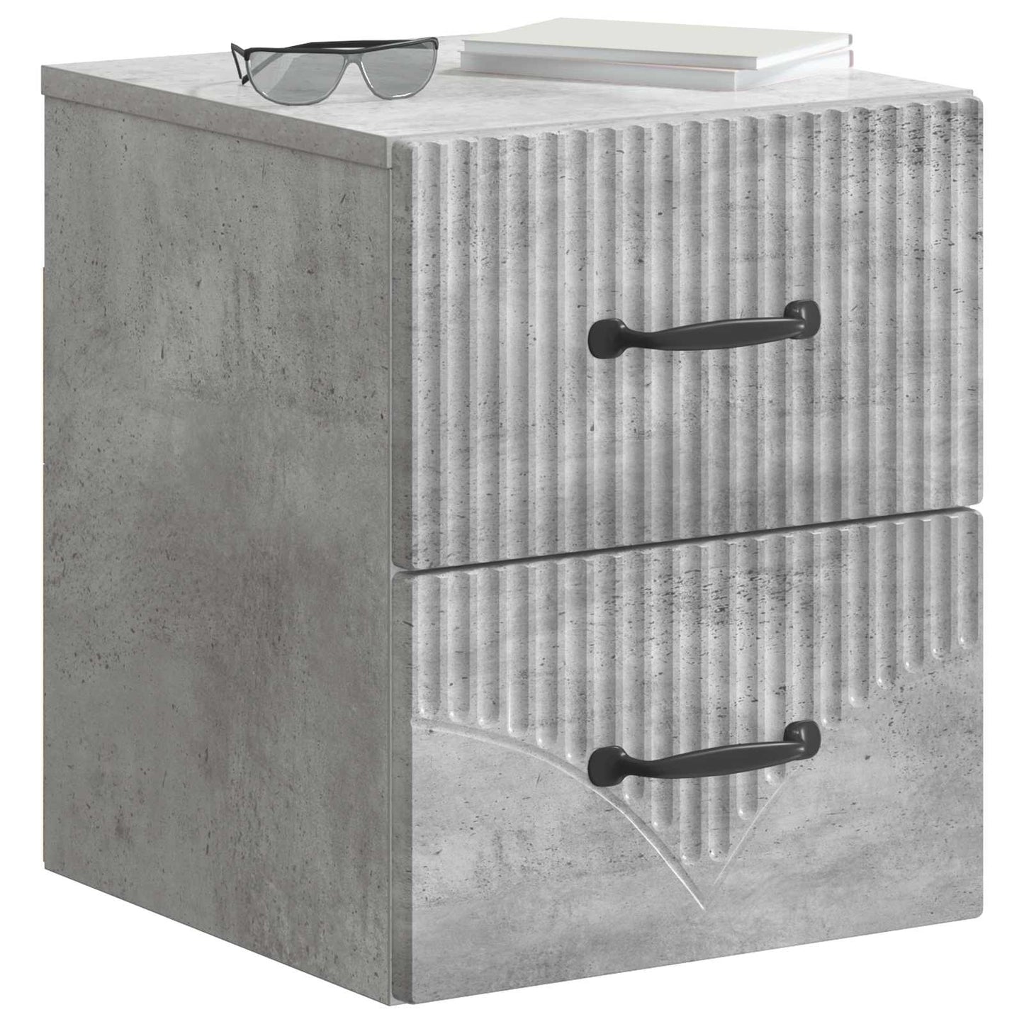 Vegghengt Nattbord med skuff 2 pcs Betonggrå 34,5 x 33 x 40 cm