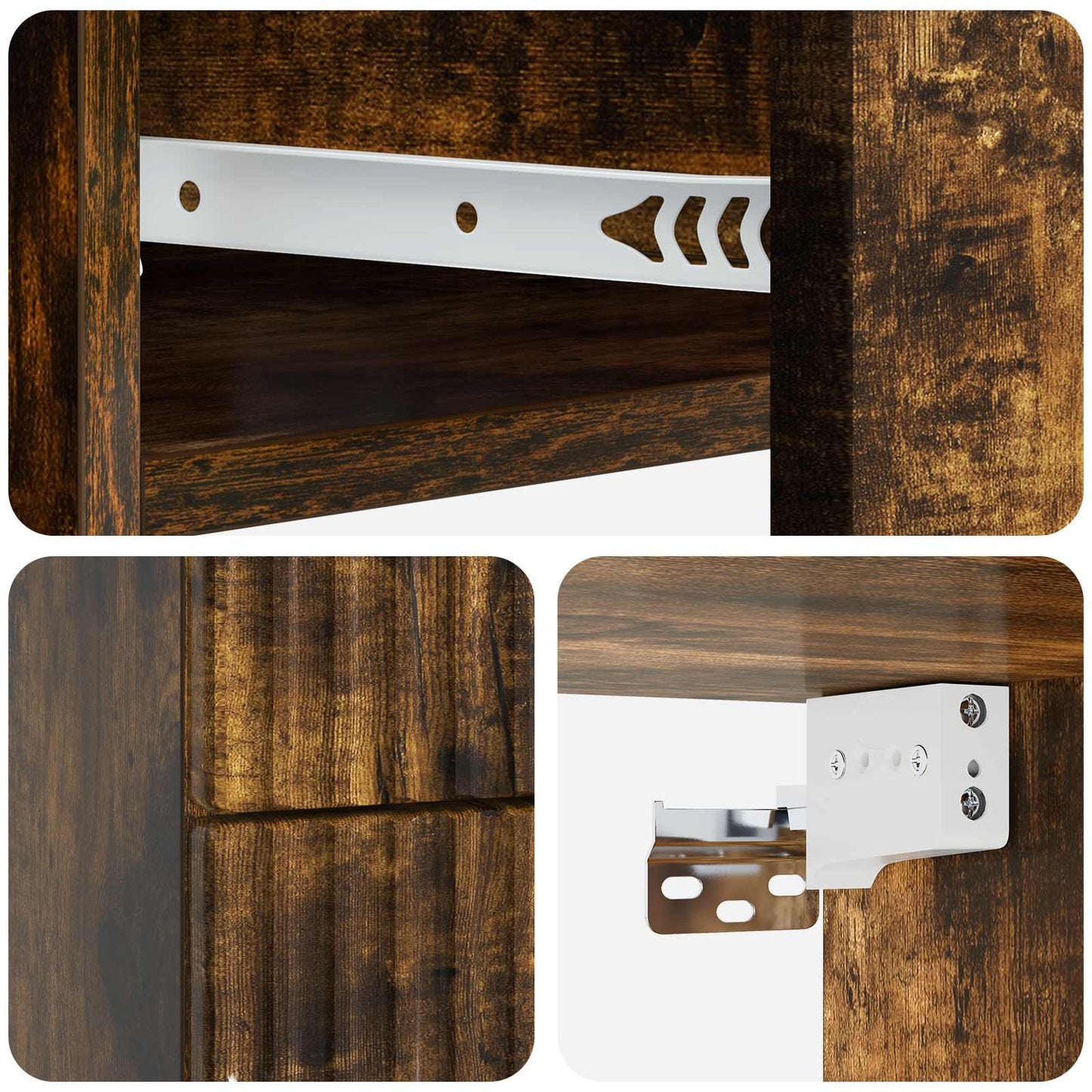 Vegghengt Nattbord Røkt Eik 34,5 x 33 x 40 cm Konstruert tre