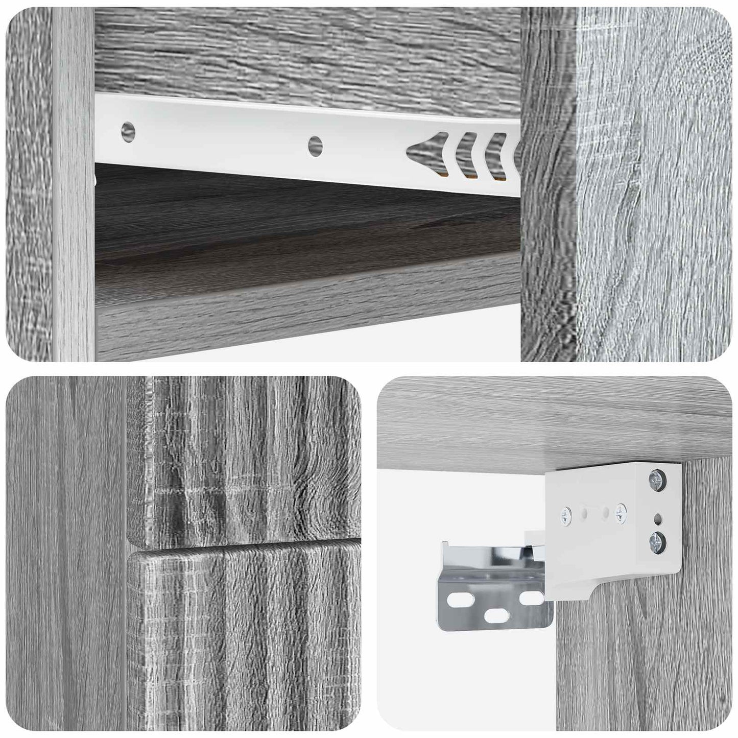 Vegghengt Nattbord med skuff 2 pcs Grå sonoma 34,5 x 33 x 40 cm