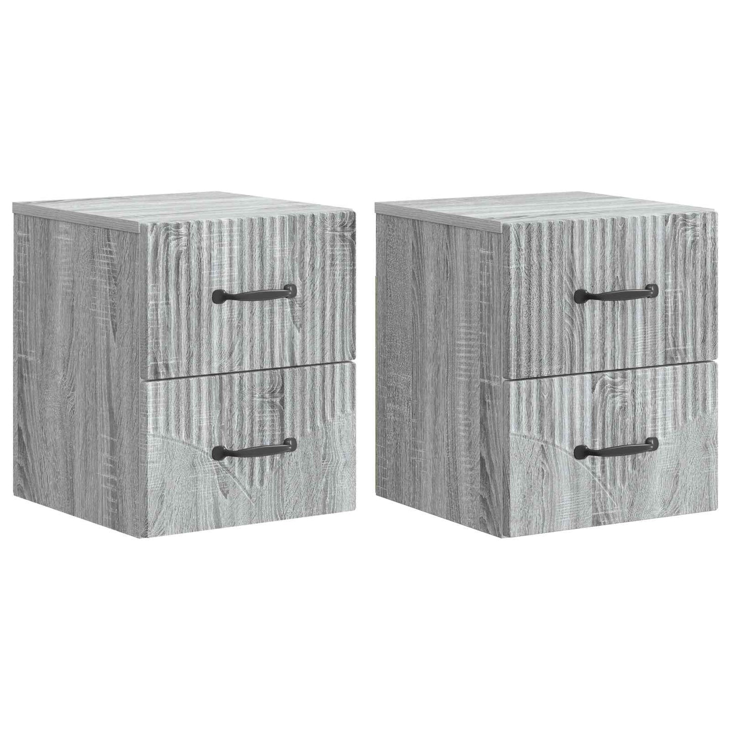 Vegghengt Nattbord med skuff 2 pcs Grå sonoma 34,5 x 33 x 40 cm