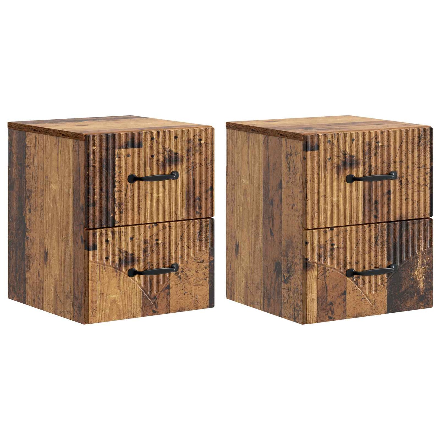 Vegghengt Nattbord 2 pcs Gammelt tre 34,5 x 33 x 40 cm