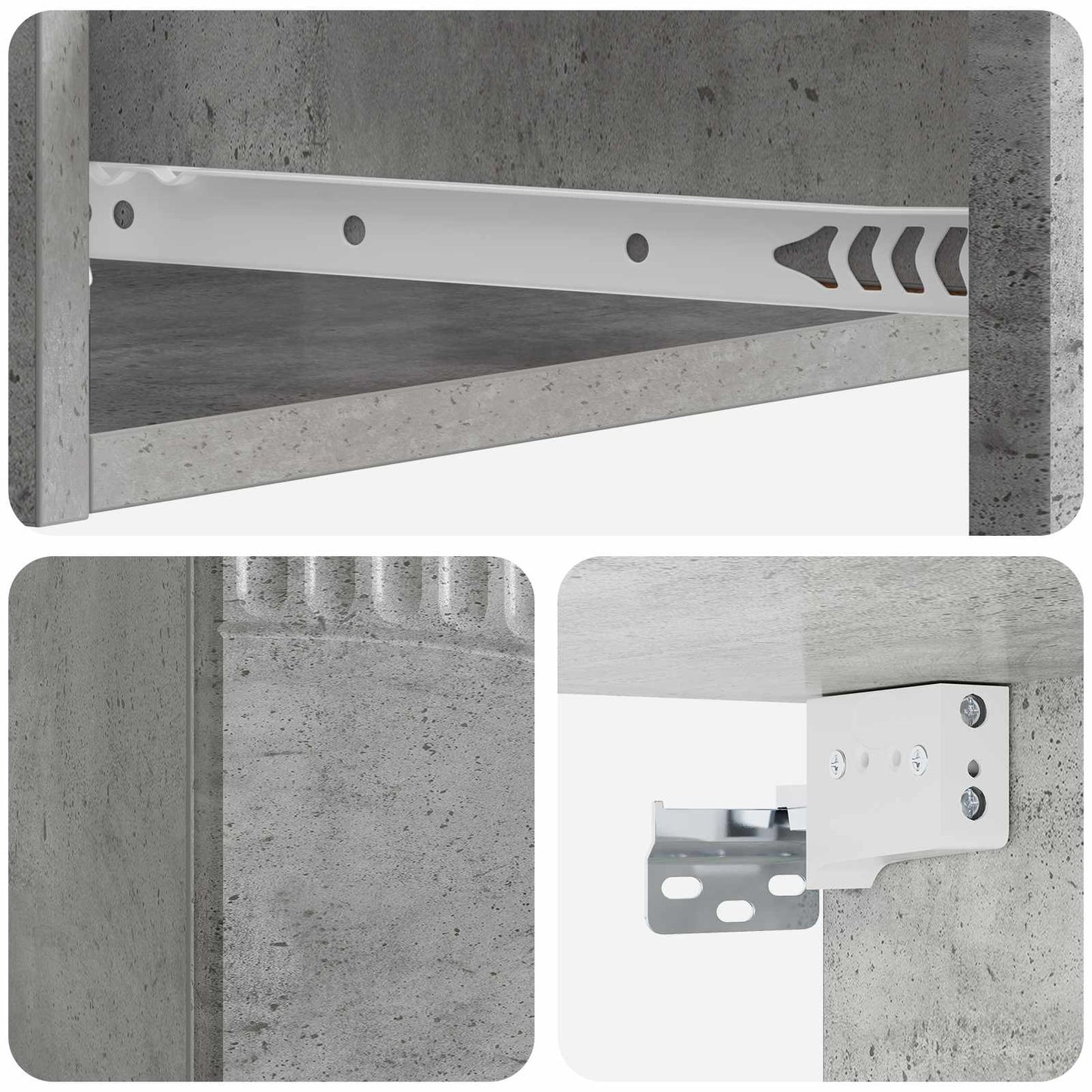 Vegghengt Sidebord Betonggrå 59 x 34,5 x 17 cm Konstruert tre