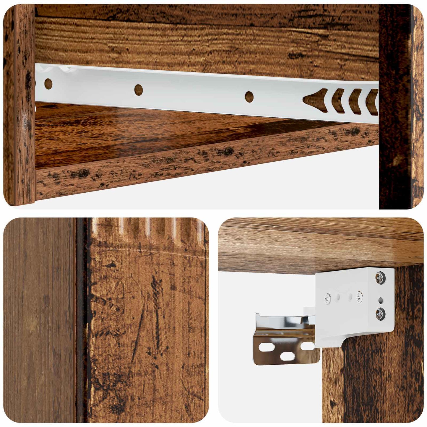 Vegghengt Sidebord Gammelt tre 59 x 34,5 x 17 cm Konstruert tre