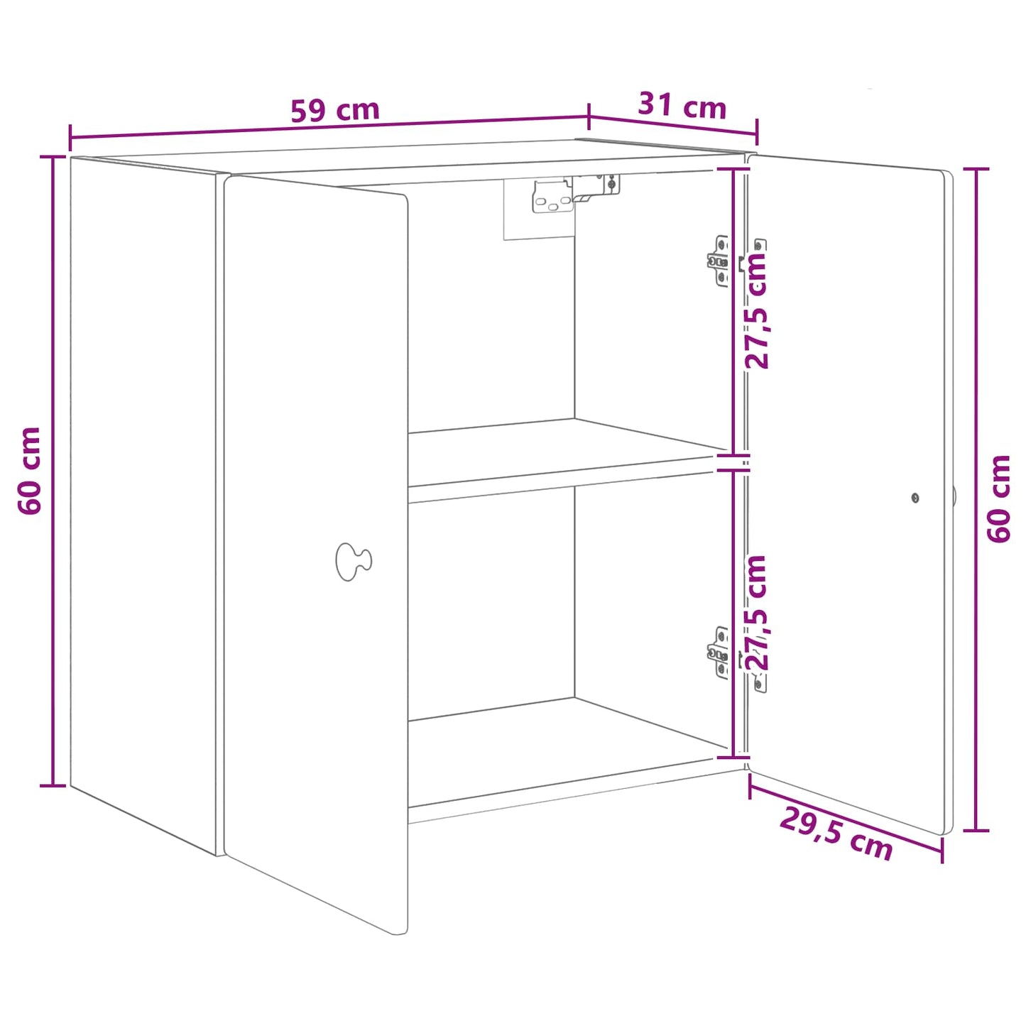 Vegghengt skap Grå Sonoma 59 x 31 x 60 cm Konstruert tre