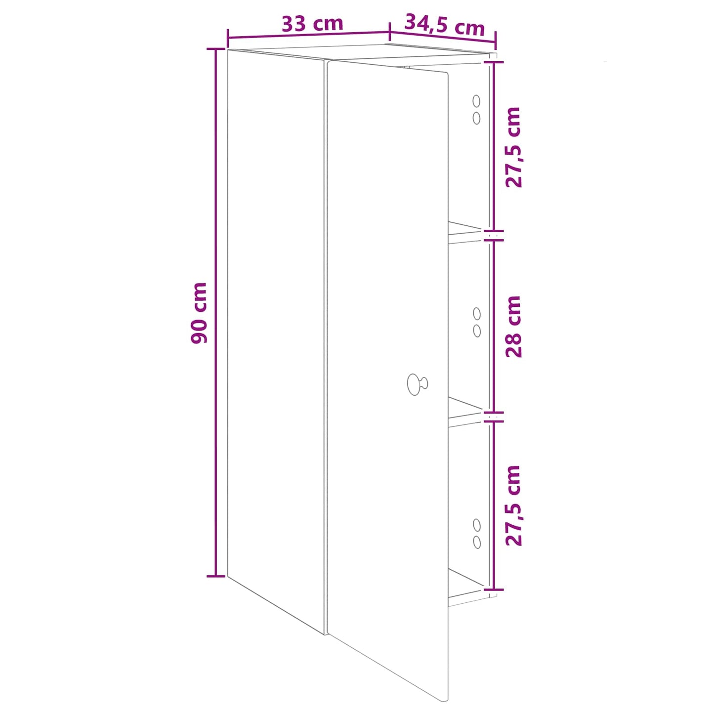Vegghengt skap Sonoma eik 33 x 34,5 x 90 cm Konstruert tre