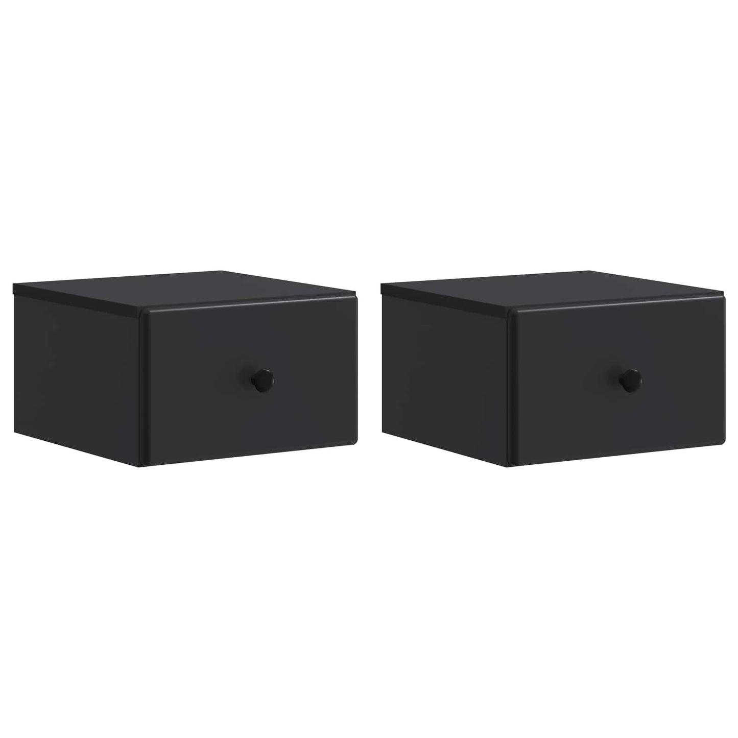 Vegghengt Nattbord 2 pcs Svart 34,5 x 33 x 20 cm Konstruert tre