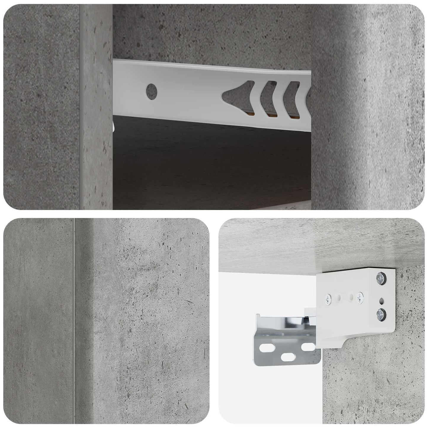 Vegghengt Nattbord Betonggrå 34,5 x 33 x 20 cm Konstruert tre
