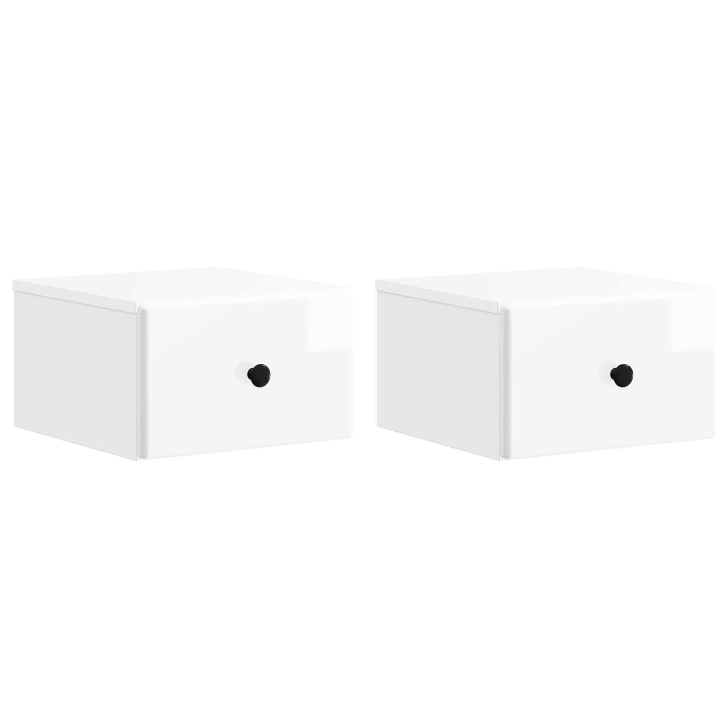 Vegghengt Nattbord 2 pcs Høgglans hvit 34,5 x 33 x 20 cm