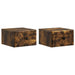Vegghengt Nattbord med skuff 2 pcs Røkt Eik 34,5 x 33 x 20 cm