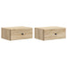 Vegghengt Nattbord med skuff 2 pcs Sonoma eik 49 x 34,5 x 20 cm
