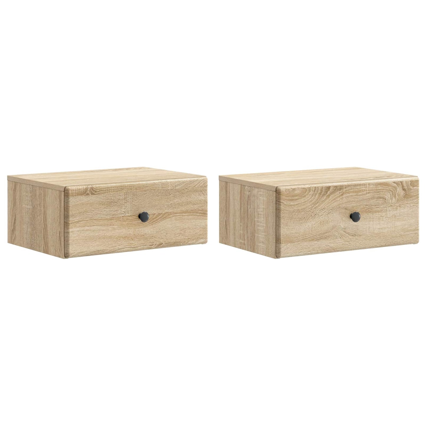 Vegghengt Nattbord med skuff 2 pcs Sonoma eik 49 x 34,5 x 20 cm