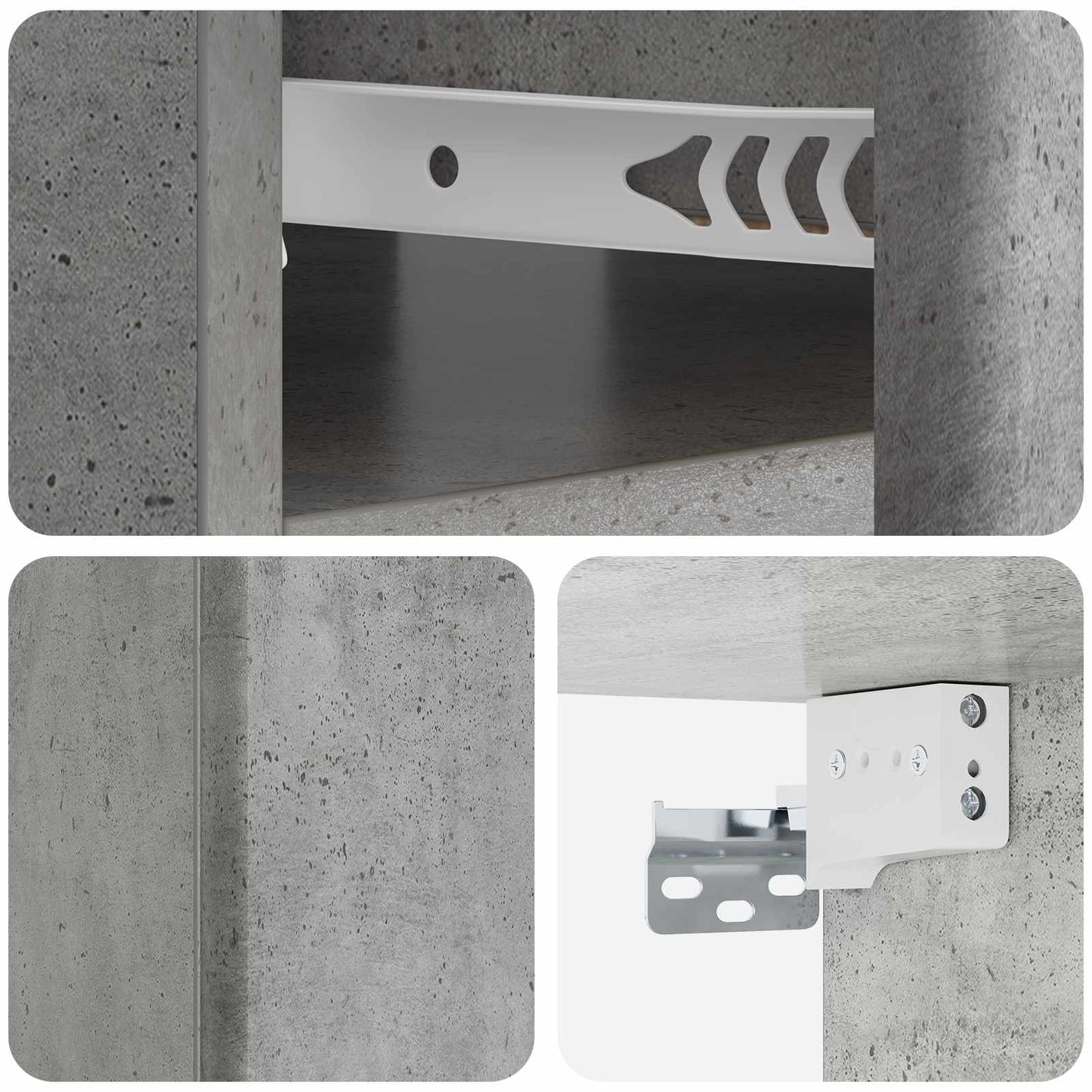 Vegghengt Nattbord Betonggrå 49 x 34,5 x 20 cm Konstruert tre