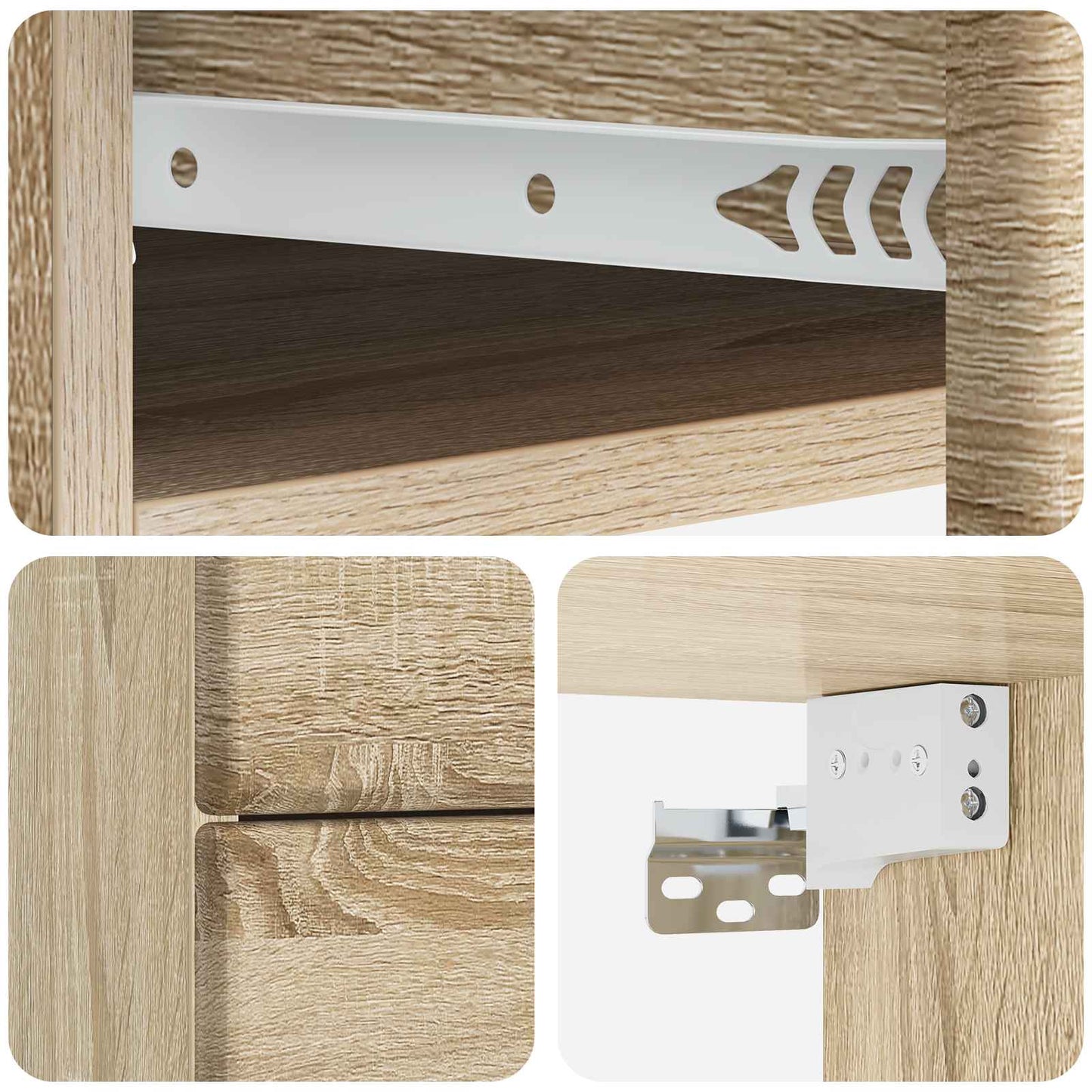Vegghengt Nattbord Sonoma eik 34,5 x 33 x 40 cm Konstruert tre