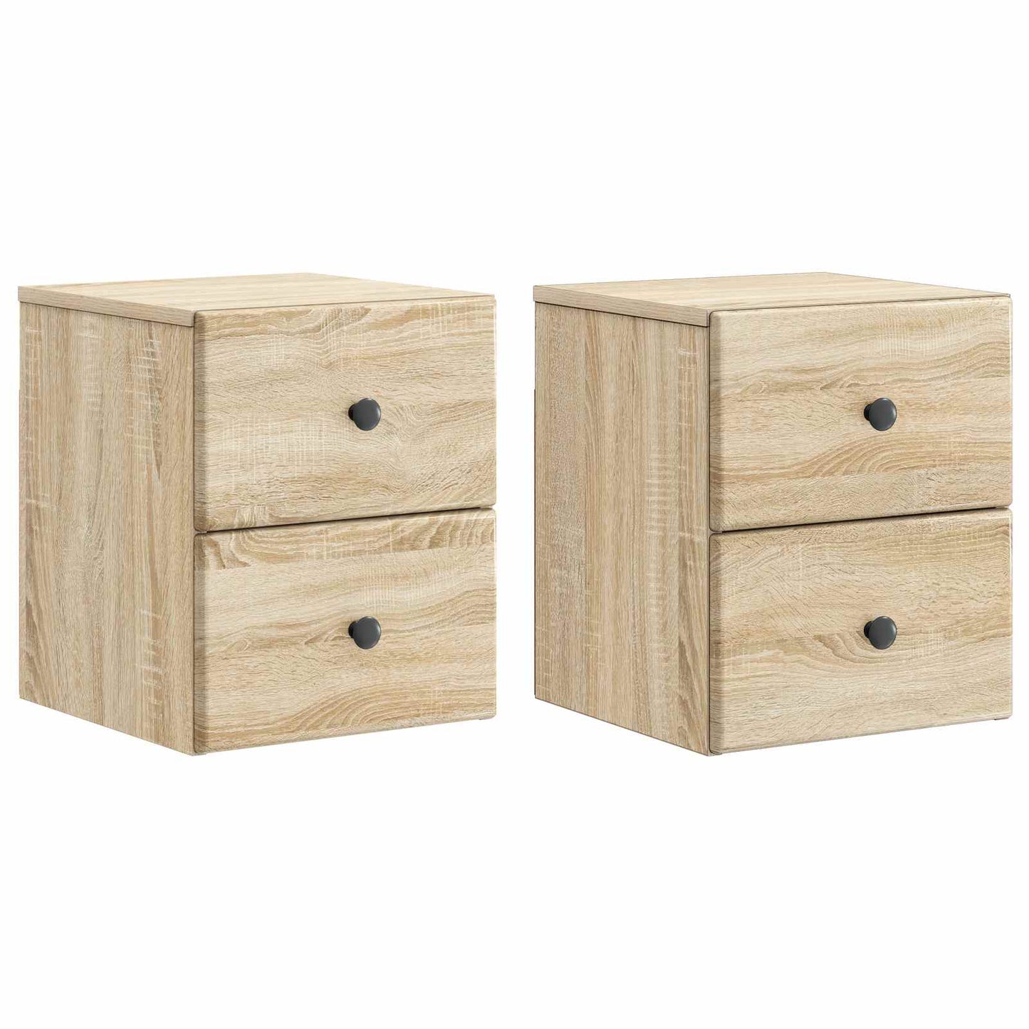 Vegghengt Nattbord med skuff 2 pcs Sonoma eik 34,5 x 33 x 40 cm