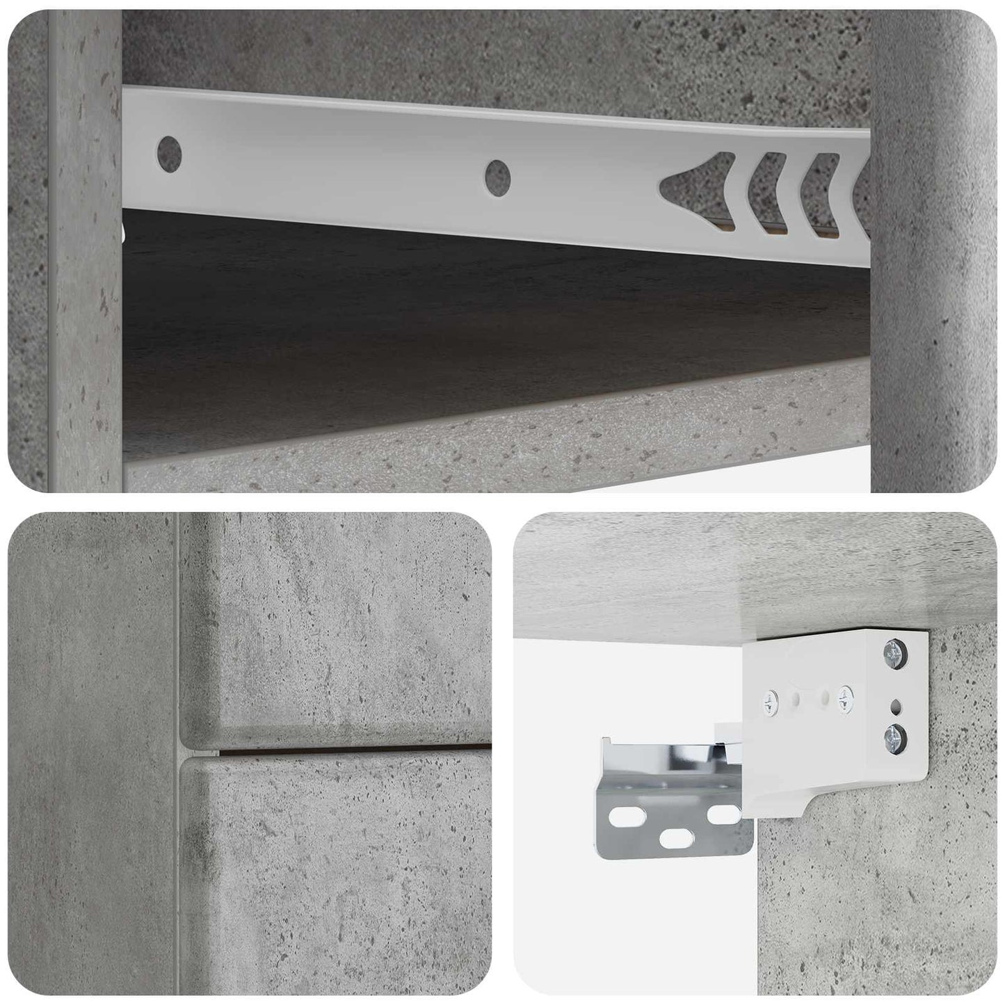 Vegghengt Nattbord med skuff 2 pcs Betonggrå 34,5 x 33 x 40 cm