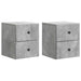 Vegghengt Nattbord med skuff 2 pcs Betonggrå 34,5 x 33 x 40 cm