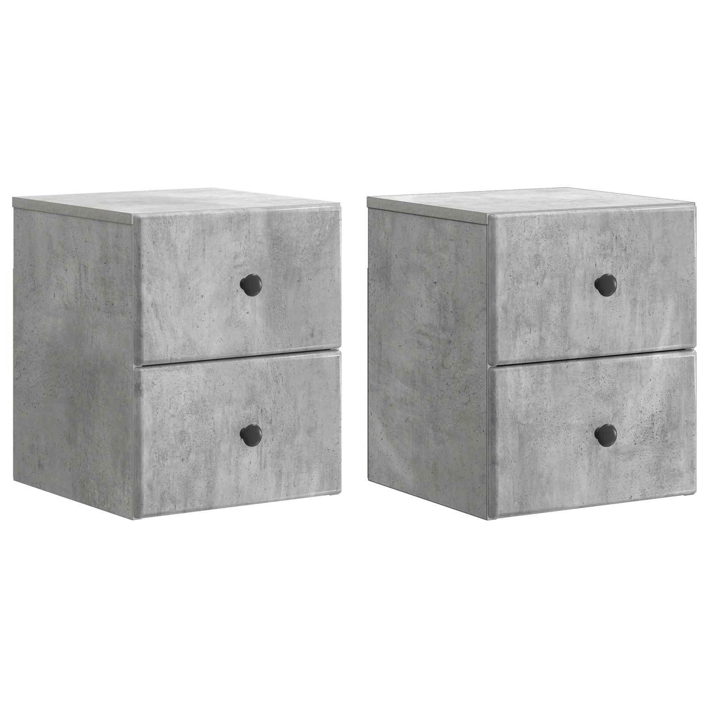 Vegghengt Nattbord med skuff 2 pcs Betonggrå 34,5 x 33 x 40 cm