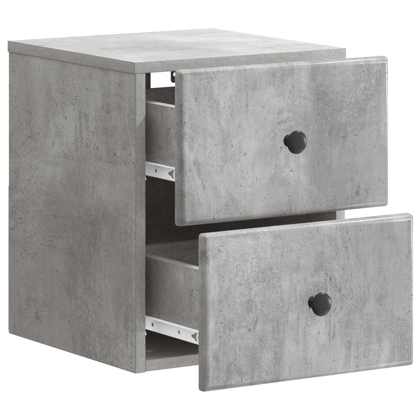 Vegghengt Nattbord med skuff 2 pcs Betonggrå 34,5 x 33 x 40 cm