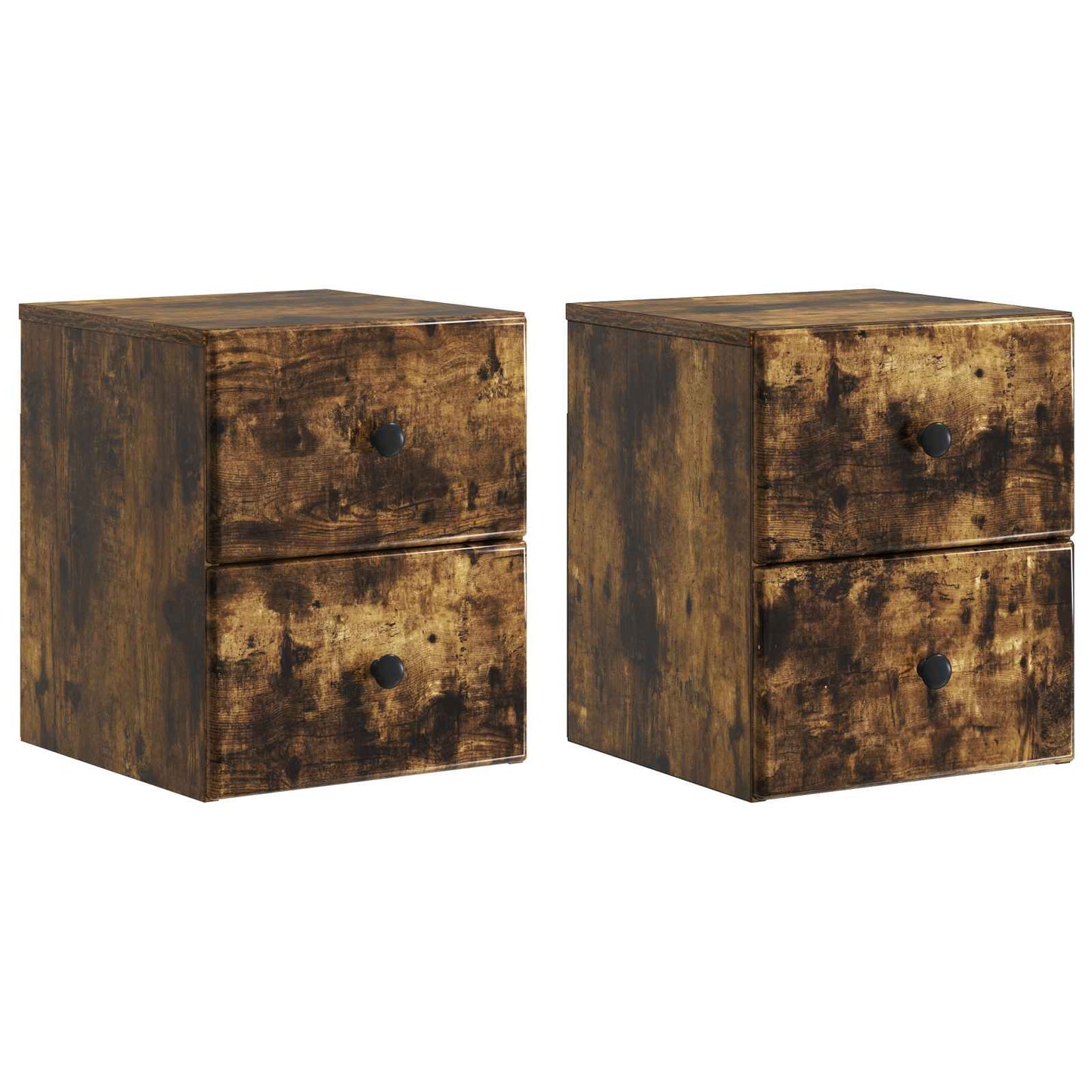 Vegghengt Nattbord med skuff 2 pcs Røkt Eik 34,5 x 33 x 40 cm