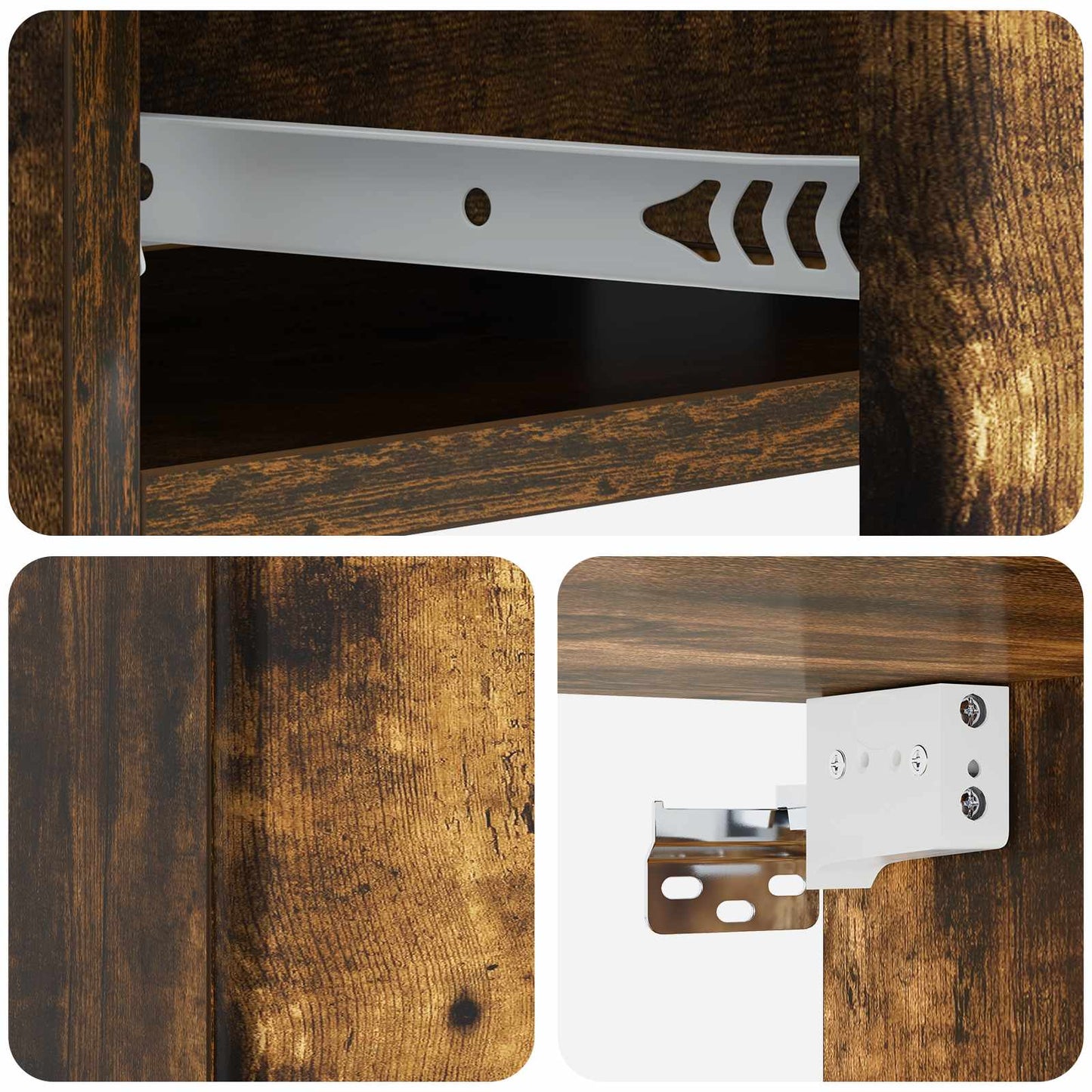 Vegghengt Sidebord Røkt Eik 59 x 34,5 x 17 cm Konstruert tre