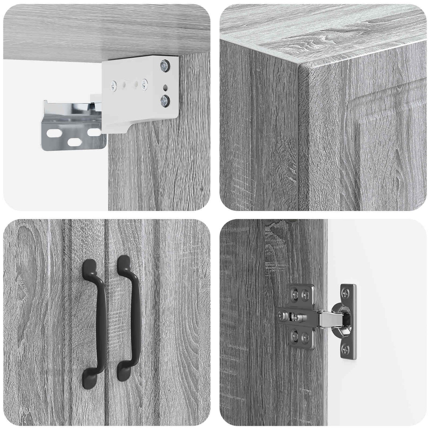Vegghengt skap Grå Sonoma 66 x 34,5 x 90 cm Konstruert tre