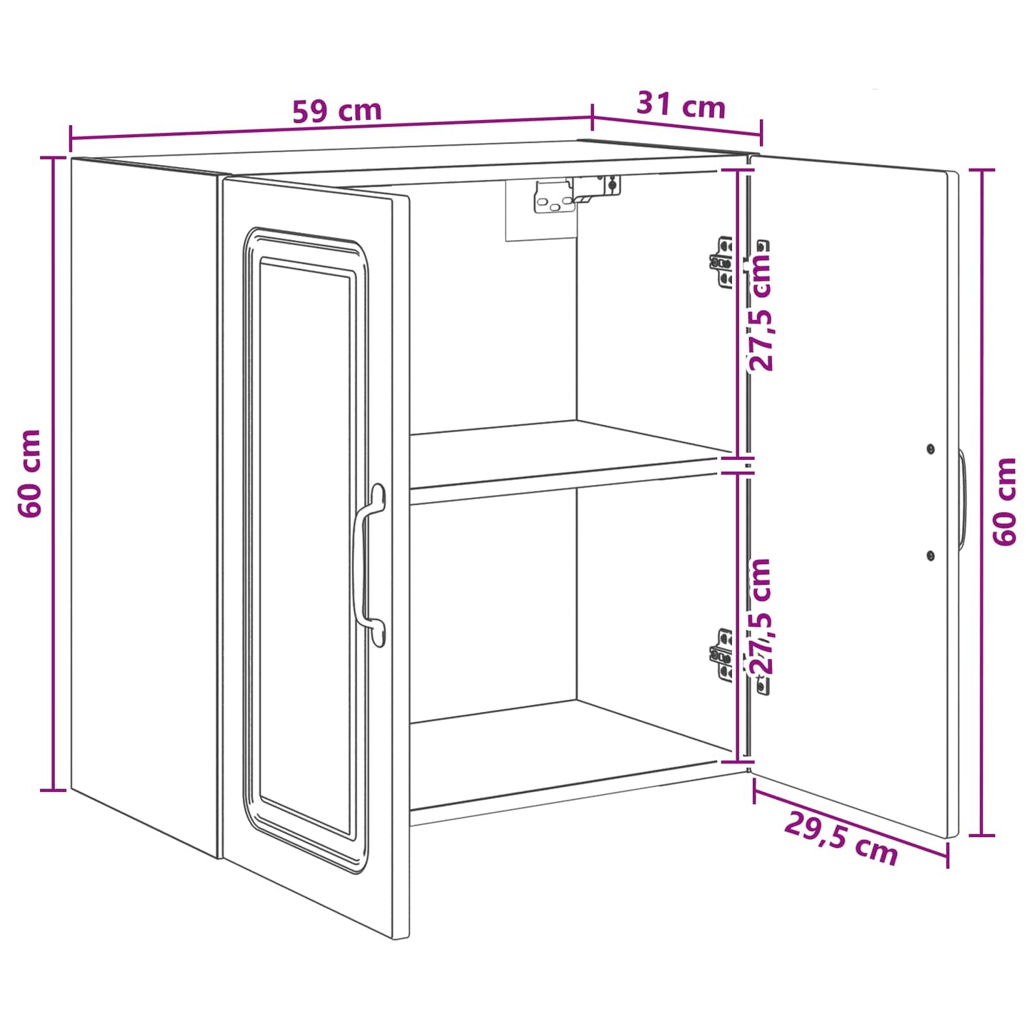 Vegghengt skap Hvit 59 x 31 x 60 cm Konstruert tre