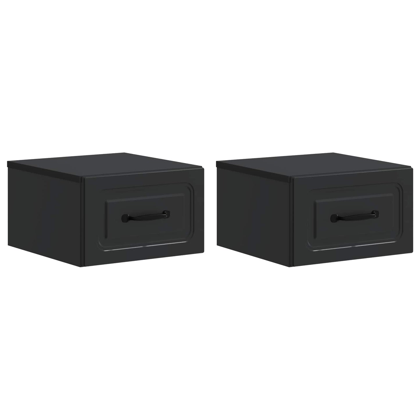 Vegghengt Nattbord 2 pcs Svart 34,5 x 33 x 20 cm Konstruert tre