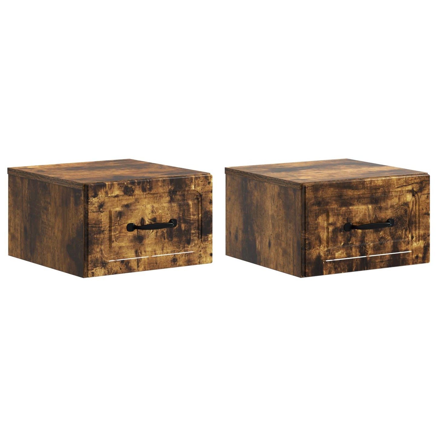 Vegghengt Nattbord med skuff 2 pcs Røkt Eik 34,5 x 33 x 20 cm