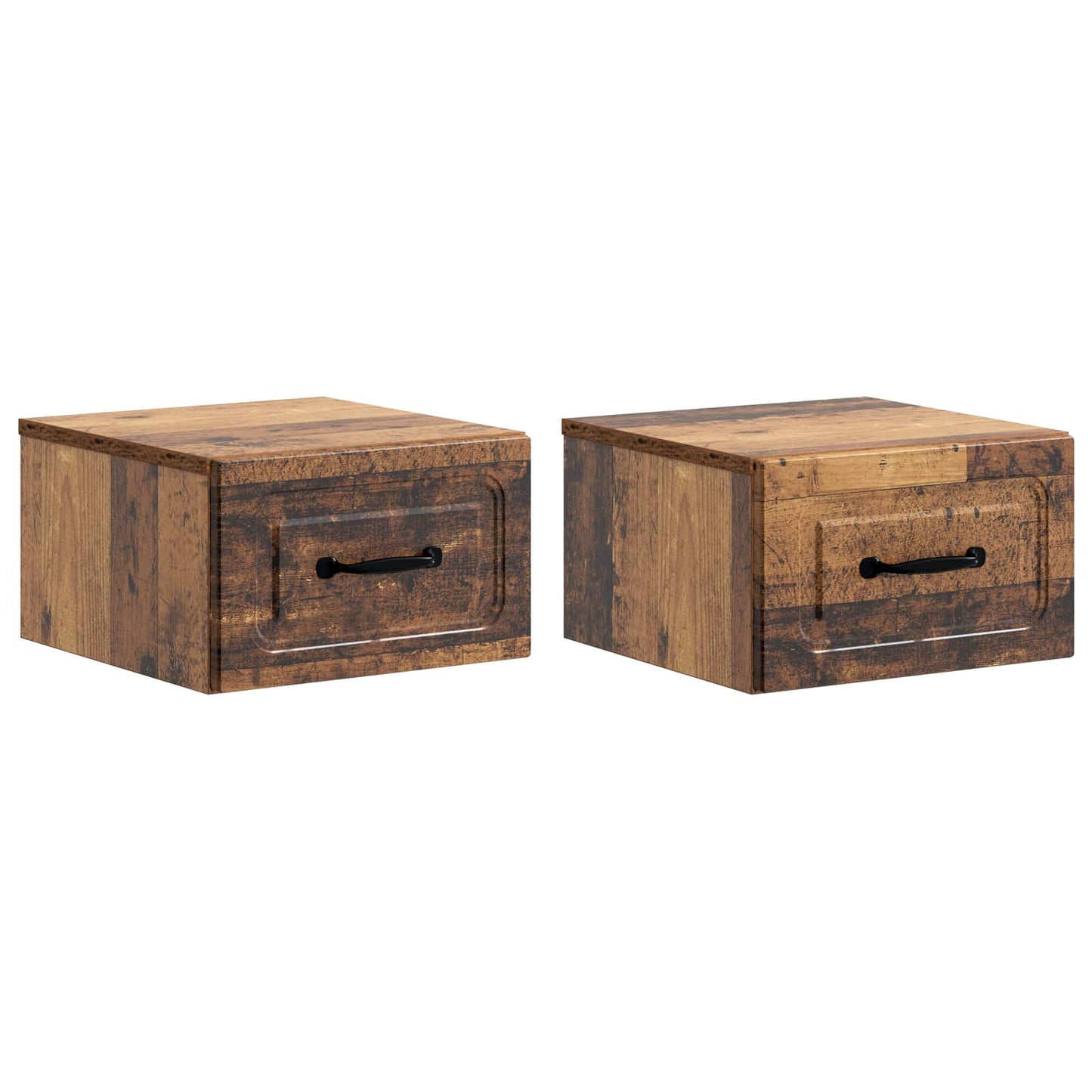 Vegghengt Nattbord 2 pcs Gammelt tre 34,5 x 33 x 20 cm