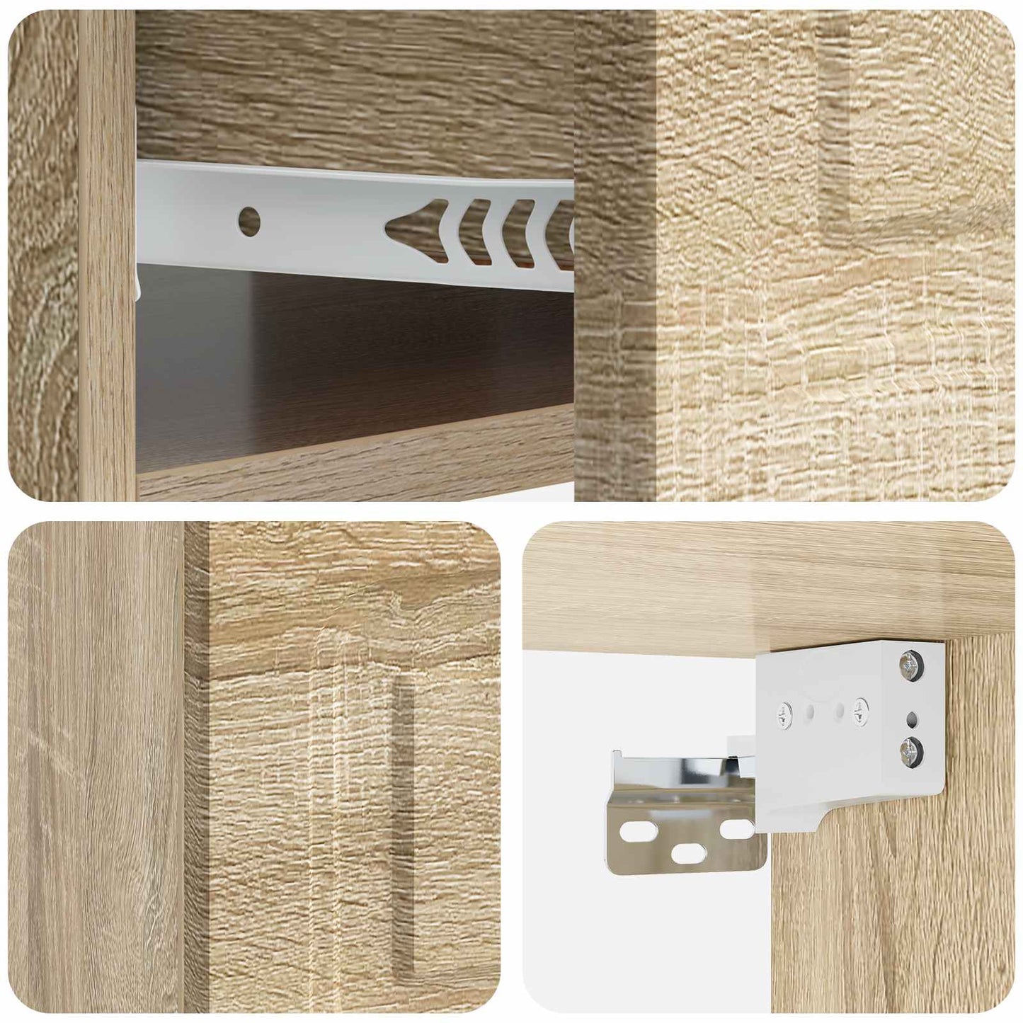 Vegghengt Nattbord med skuff 2 pcs Sonoma eik 49 x 34,5 x 20 cm