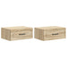 Vegghengt Nattbord med skuff 2 pcs Sonoma eik 49 x 34,5 x 20 cm