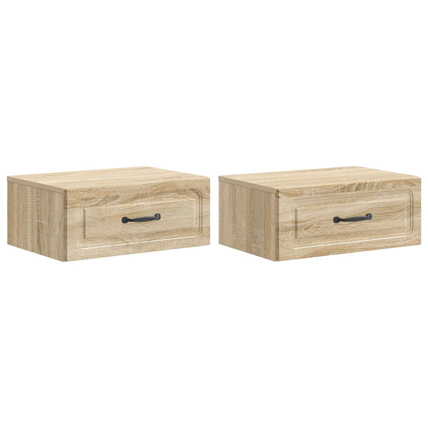 Vegghengt Nattbord med skuff 2 pcs Sonoma eik 49 x 34,5 x 20 cm