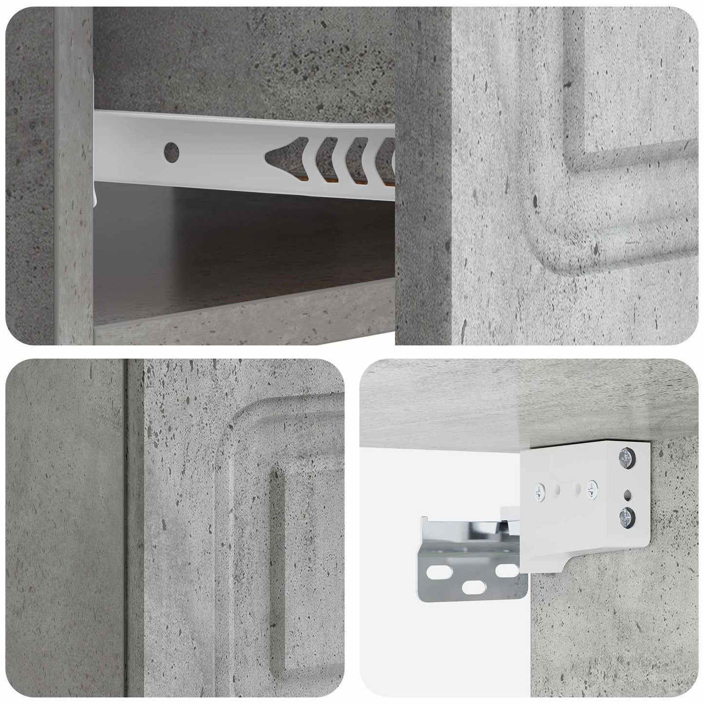 Vegghengt Nattbord Betonggrå 49 x 34,5 x 20 cm Konstruert tre