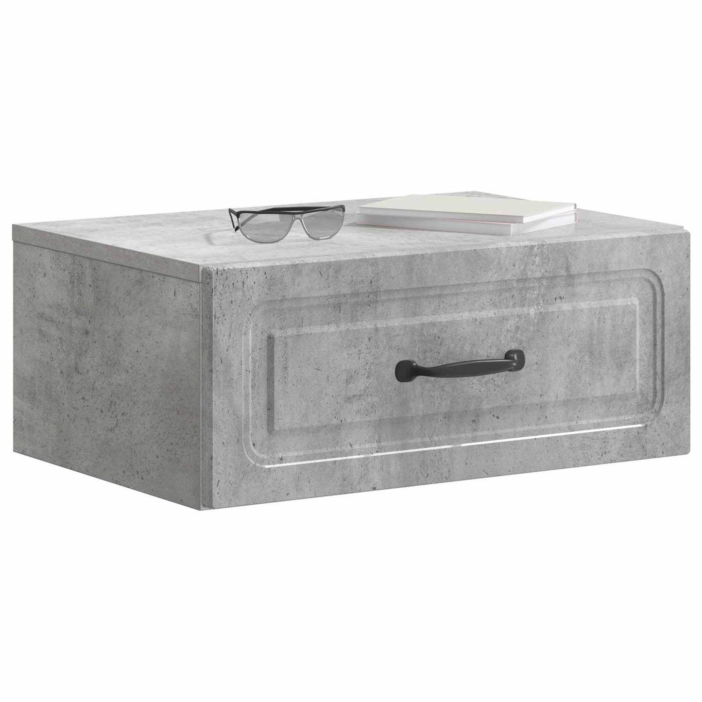 Vegghengt Nattbord Betonggrå 49 x 34,5 x 20 cm Konstruert tre