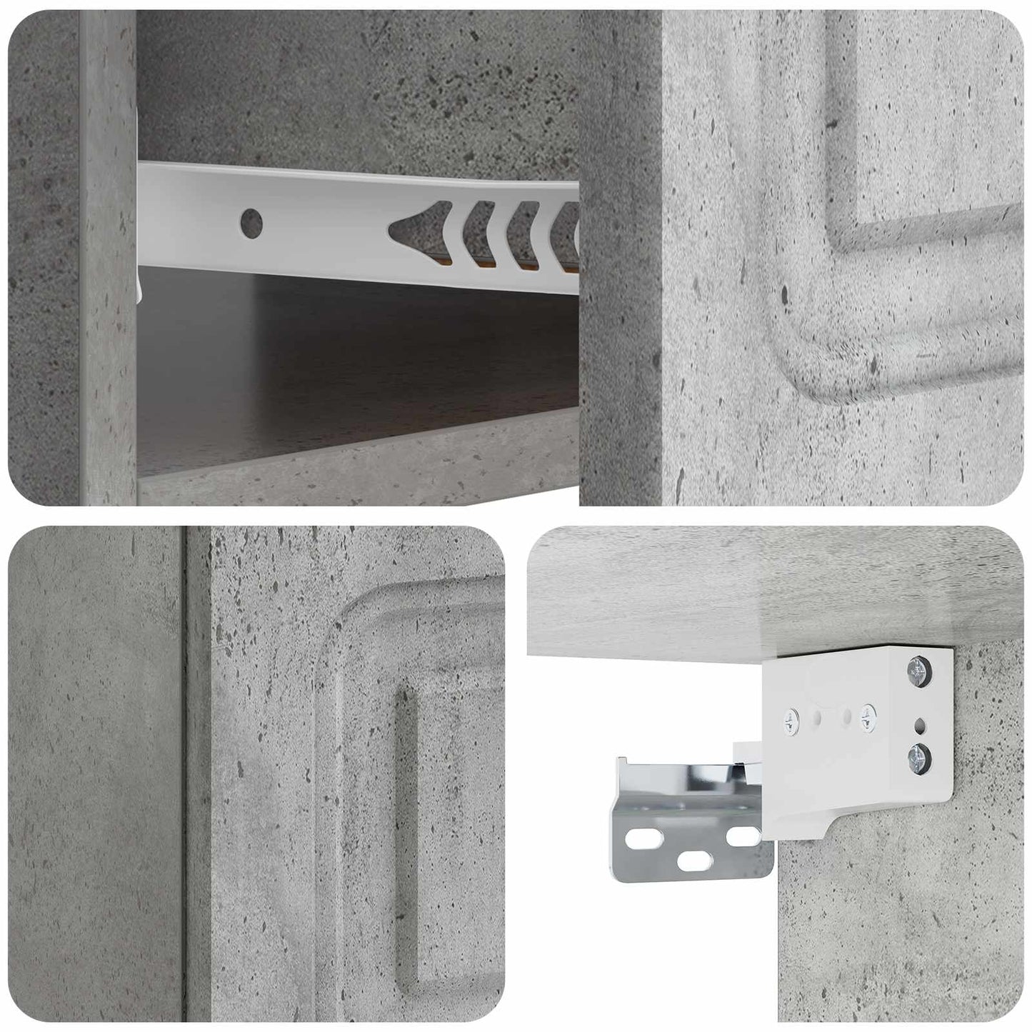 Vegghengt Nattbord med skuff 2 pcs Betonggrå 49 x 34,5 x 20 cm