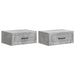 Vegghengt Nattbord med skuff 2 pcs Betonggrå 49 x 34,5 x 20 cm