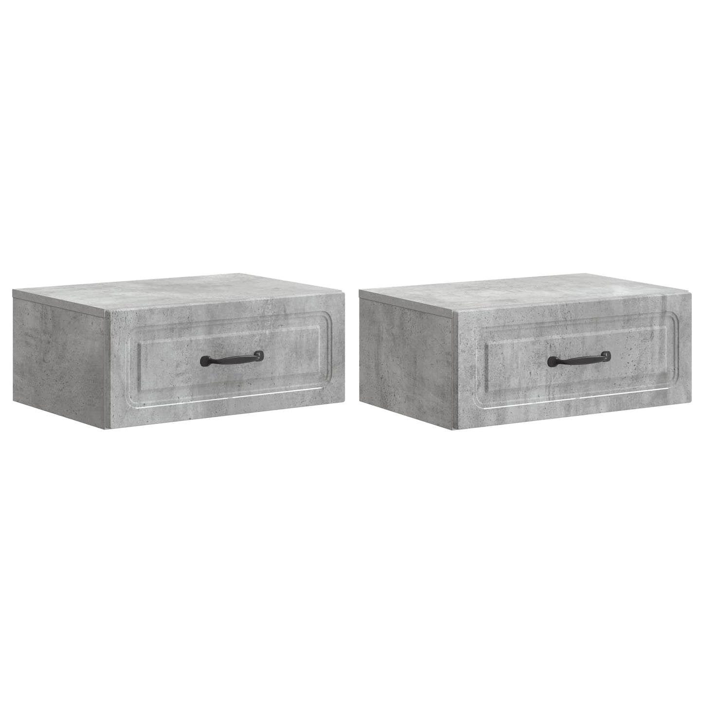 Vegghengt Nattbord med skuff 2 pcs Betonggrå 49 x 34,5 x 20 cm