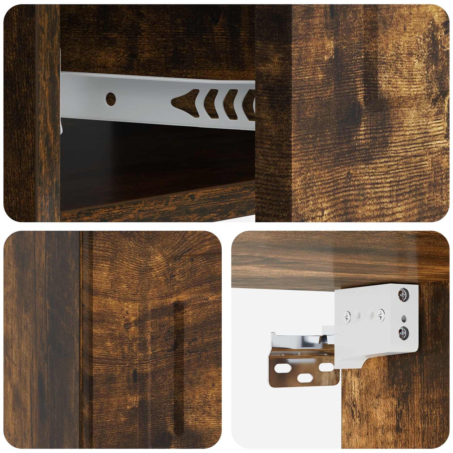 Vegghengt Nattbord Røkt Eik 49 x 34,5 x 20 cm Konstruert tre
