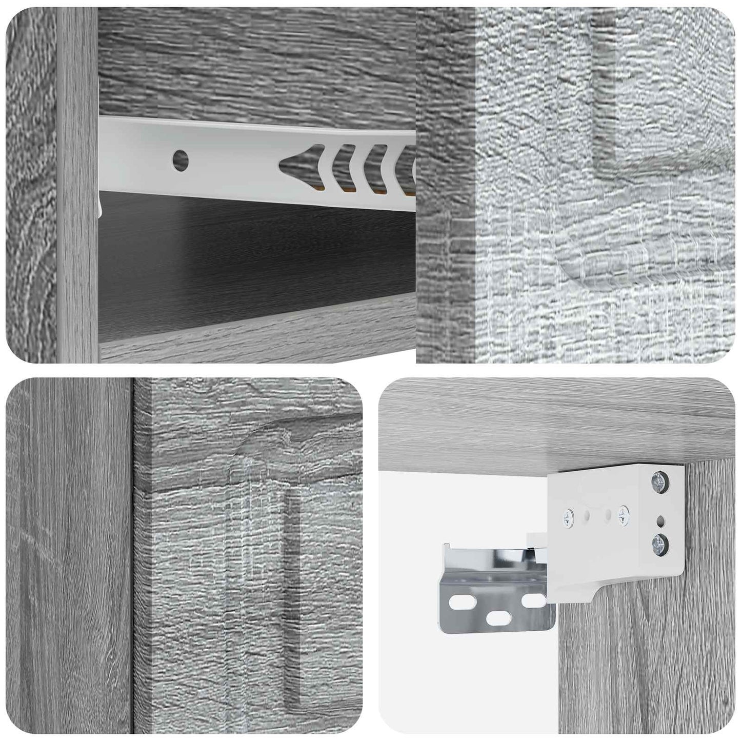 Vegghengt Nattbord med skuff 2 pcs Grå sonoma 49 x 34,5 x 20 cm