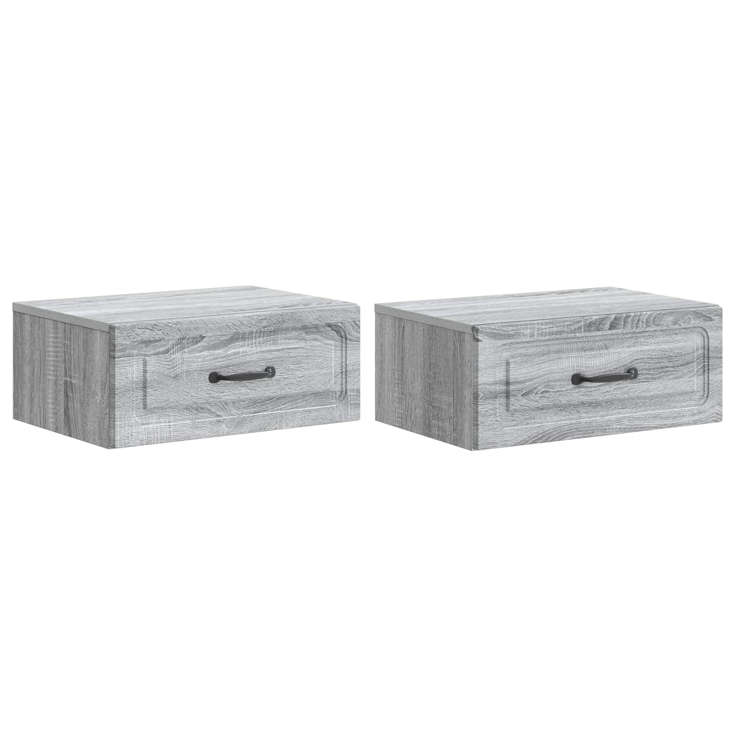 Vegghengt Nattbord med skuff 2 pcs Grå sonoma 49 x 34,5 x 20 cm