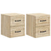 Vegghengt Nattbord med skuff 2 pcs Sonoma eik 34,5 x 33 x 40 cm
