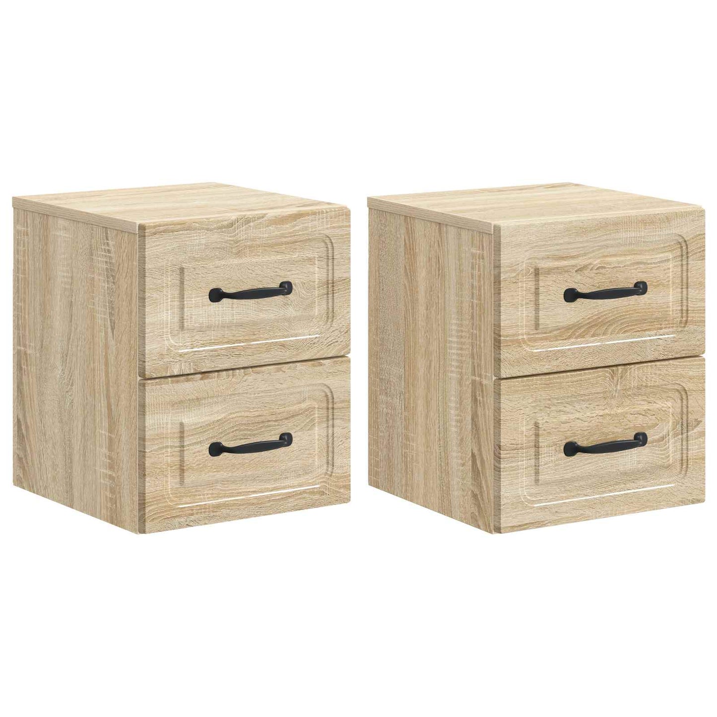 Vegghengt Nattbord med skuff 2 pcs Sonoma eik 34,5 x 33 x 40 cm