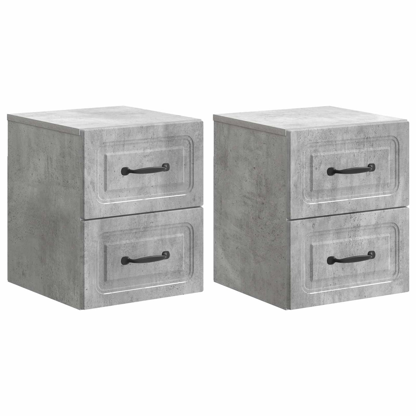 Vegghengt Nattbord med skuff 2 pcs Betonggrå 34,5 x 33 x 40 cm