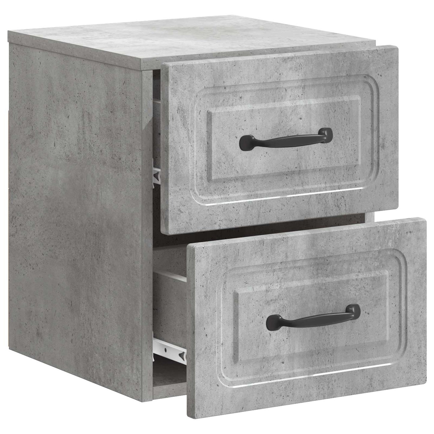 Vegghengt Nattbord med skuff 2 pcs Betonggrå 34,5 x 33 x 40 cm