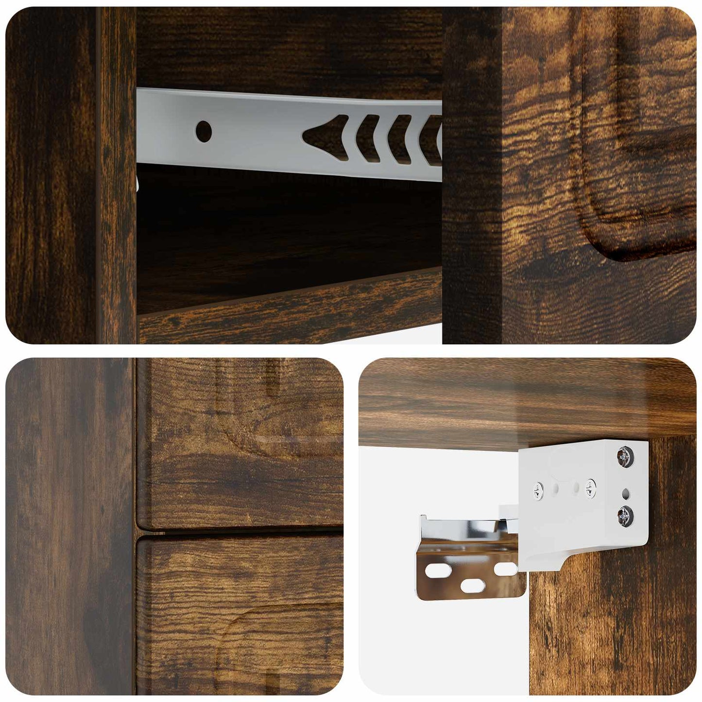 Vegghengt Nattbord Røkt Eik 34,5 x 33 x 40 cm Konstruert tre